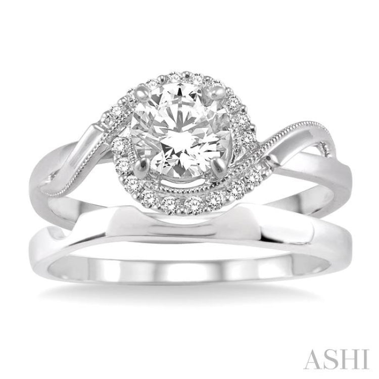 Round Shape Halo Diamond Wedding Set