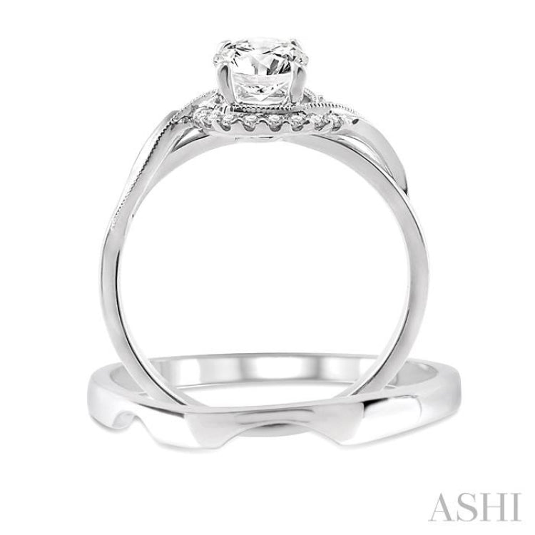 Round Shape Halo Diamond Wedding Set