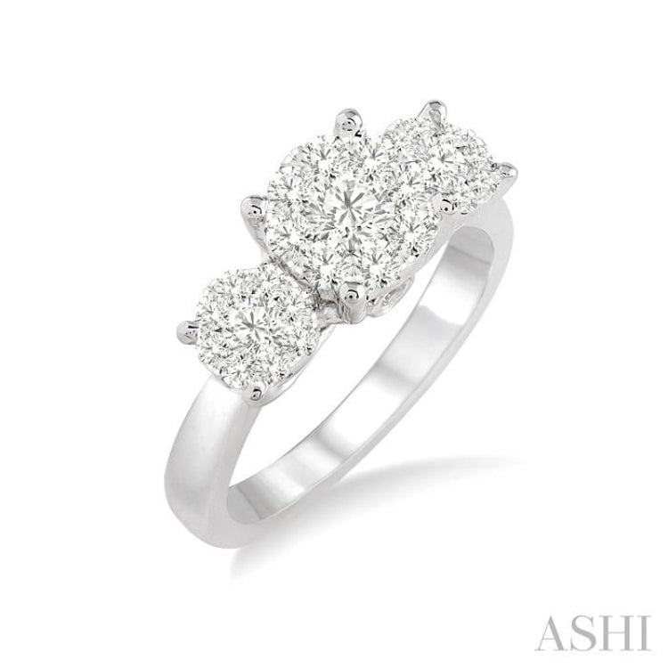 Round Shape Past Present & Future Lovebright Essential Diamond Engagement Ring