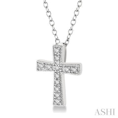 1/20 Ctw Single Cut Diamond Cross Pendant with Chain in Sterling Silver