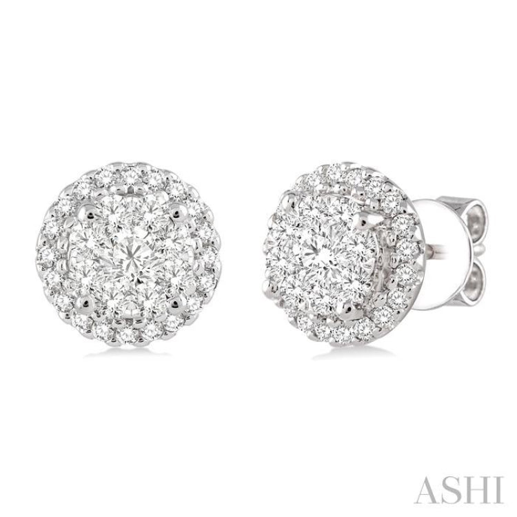 Round Shape Halo Lovebright Essential Diamond Earrings