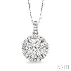 Round Shape Halo Lovebright Essential Diamond Pendant