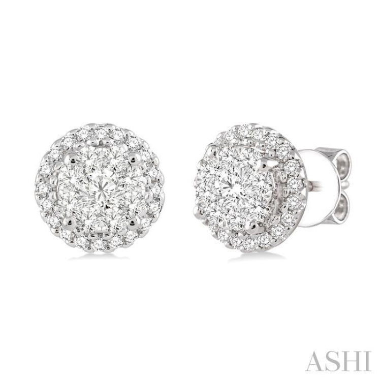 Round Shape Halo Lovebright Essential Diamond Earrings