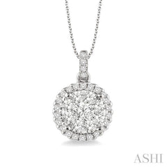 Round Shape Halo Lovebright Essential Diamond Pendant