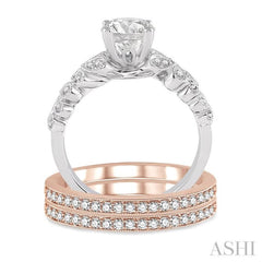 Round Shape Semi-Mount Diamond Ring Set