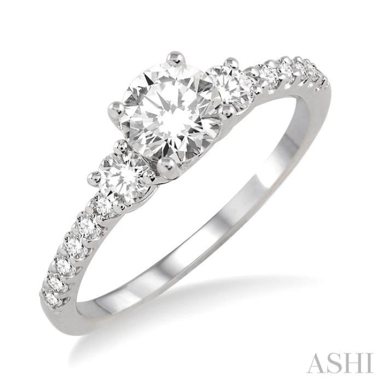 Round Shape Past Present & Future Diamond Engagement Ring