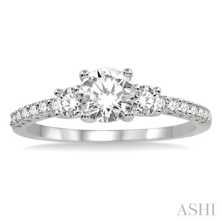 Round Shape Past Present & Future Diamond Engagement Ring