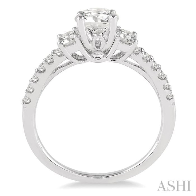 Round Shape Past Present & Future Diamond Engagement Ring