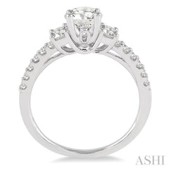 Round Shape Past Present & Future Diamond Engagement Ring