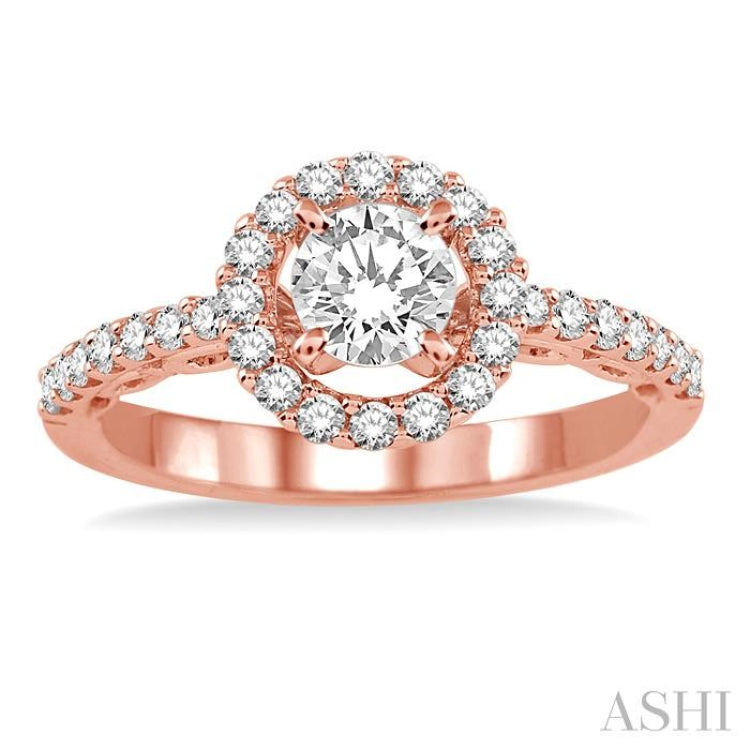 Round Shape Halo Diamond Engagement Ring