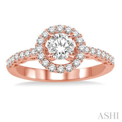 Round Shape Halo Diamond Engagement Ring