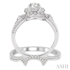 Round Shape Halo Diamond Wedding Set