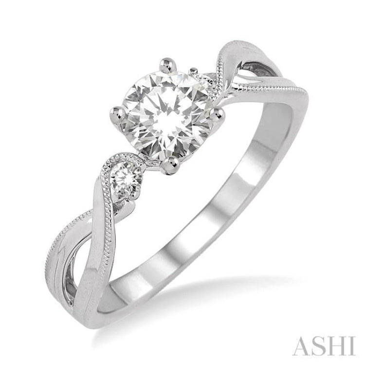 Round Shape Semi-Mount Diamond Engagement Ring