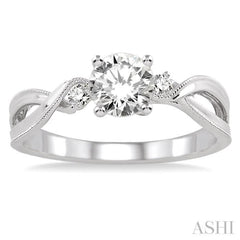 Round Shape Semi-Mount Diamond Engagement Ring