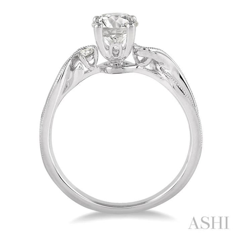 Round Shape Semi-Mount Diamond Engagement Ring