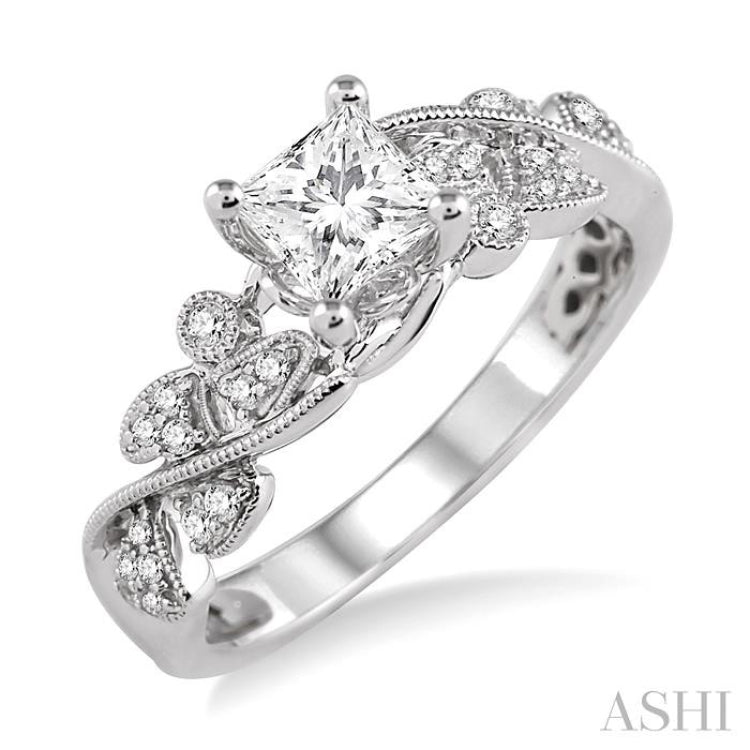 Princess Shape Semi-Mount Diamond Engagement Ring