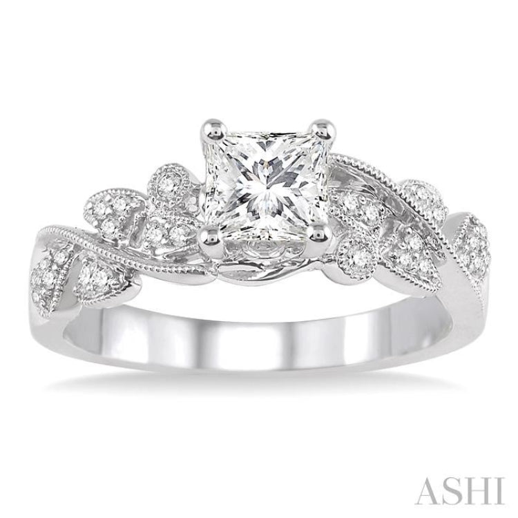 Princess Shape Semi-Mount Diamond Engagement Ring