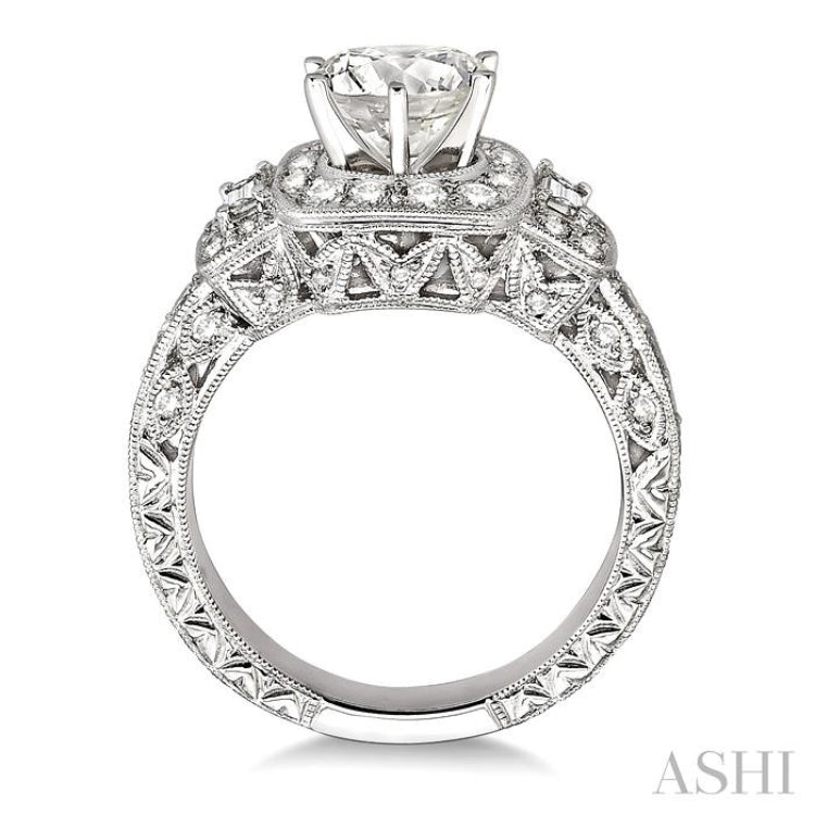 Round Shape Semi-Mount Halo Diamond Engagement Ring