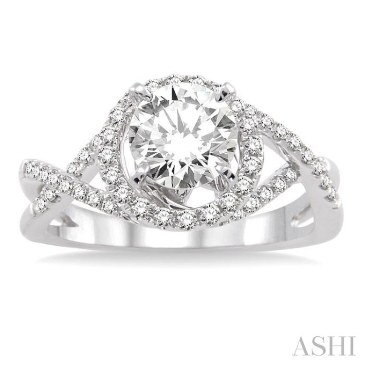 Round Shape Semi-Mount Halo Diamond Engagement Ring