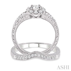 Round Shape Halo Diamond Wedding Set