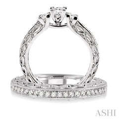 Princess Shape Past Present & Future Diamond Wedding Set