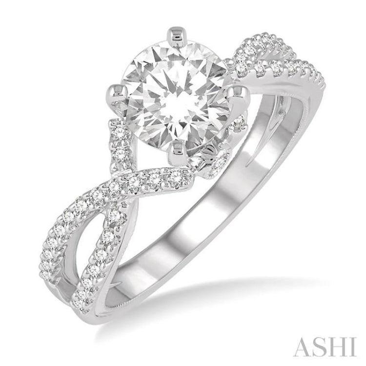 Round Shape Semi-Mount Diamond Engagement Ring