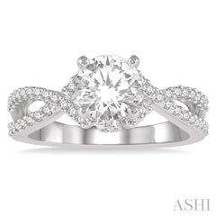 Round Shape Semi-Mount Diamond Engagement Ring