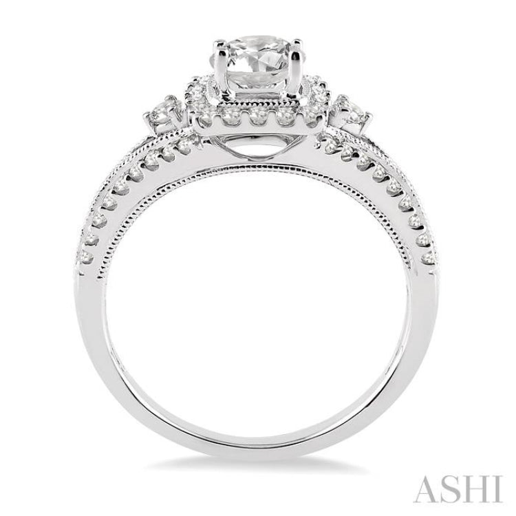 Princess Shape Semi-Mount Halo Diamond Engagement Ring