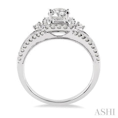 Princess Shape Semi-Mount Halo Diamond Engagement Ring