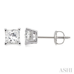 Princess Shape Diamond Stud Earrings