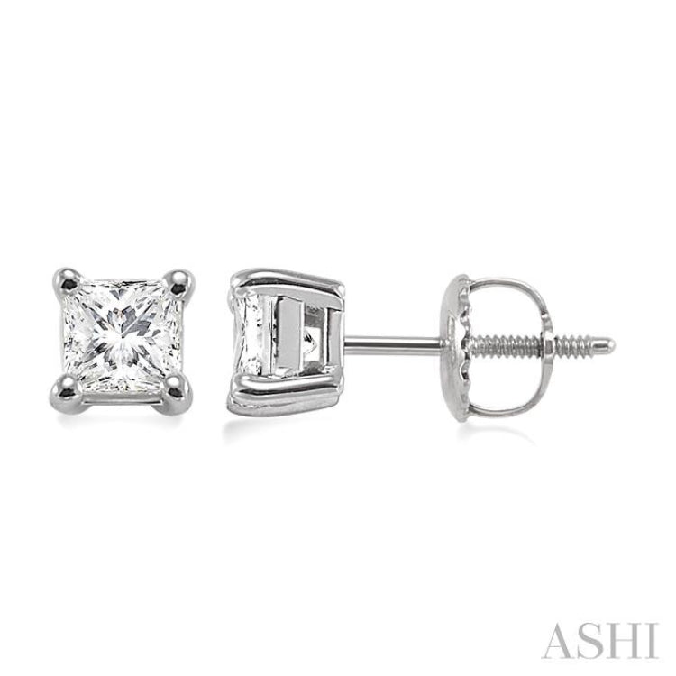 Princess Shape Diamond Stud Earrings