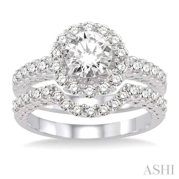 Round Shape Halo Diamond Wedding Set