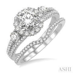 Round Shape Halo Diamond Wedding Set