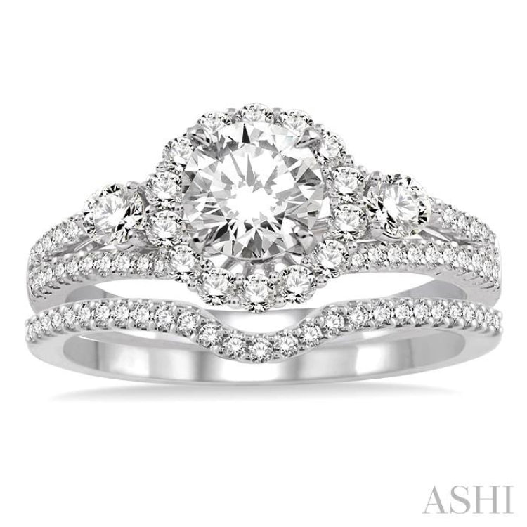 Round Shape Halo Diamond Wedding Set