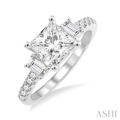 Princess Shape Semi-Mount Diamond Engagement Ring