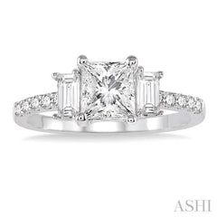 Princess Shape Semi-Mount Diamond Engagement Ring