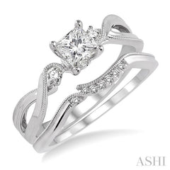 Princess Shape Diamond Wedding Set