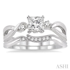 Princess Shape Diamond Wedding Set