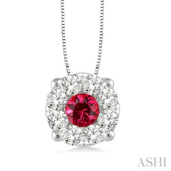 Round Shape Lovebright Gemstone & Diamond Pendant