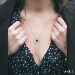 Round Shape Lovebright Gemstone & Diamond Pendant