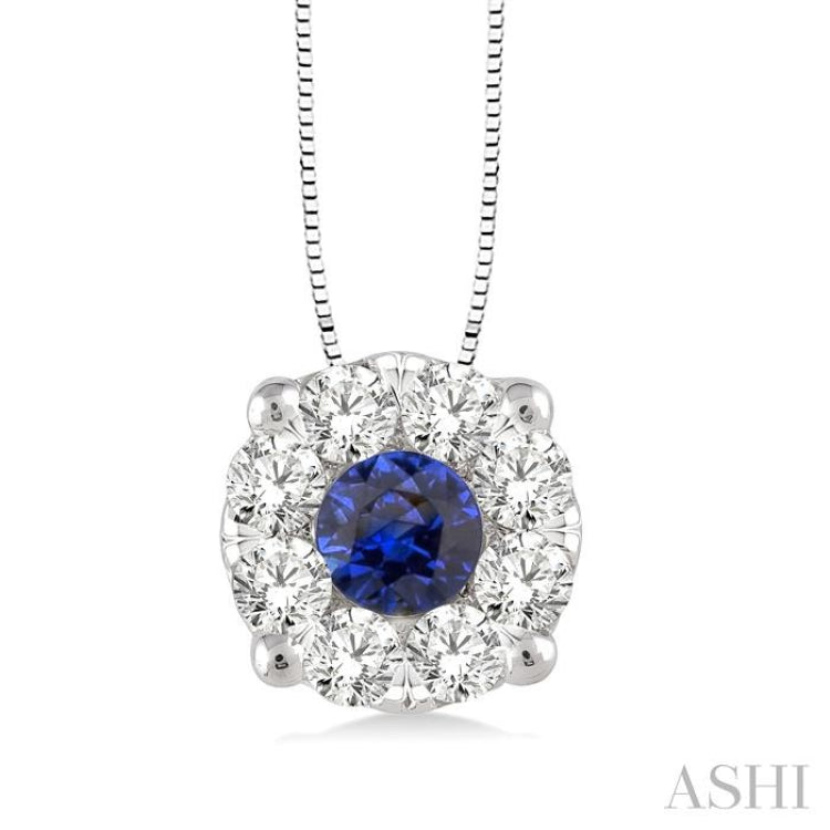 Round Shape Lovebright Gemstone & Diamond Pendant