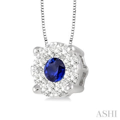 Round Shape Lovebright Gemstone & Diamond Pendant