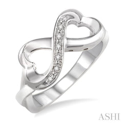 Silver Infinity Heart Shape Diamond Fashion Ring