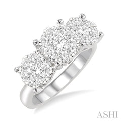 Round Shape Past Present & Future Lovebright Essential Diamond Engagement Ring