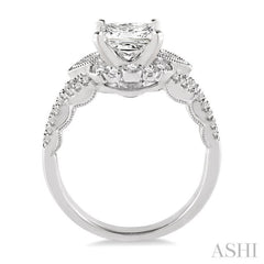 Princess Shape Semi-Mount Diamond Engagement Ring