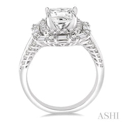 Princess Shape Semi-Mount Halo Diamond Engagement Ring