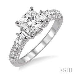 Princess Shape Semi-Mount Diamond Engagement Ring