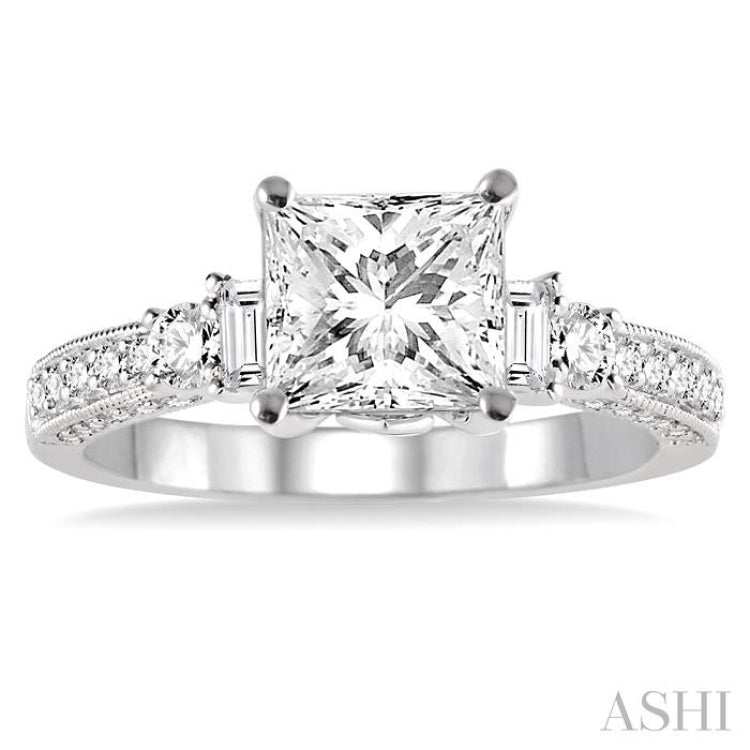 Princess Shape Semi-Mount Diamond Engagement Ring