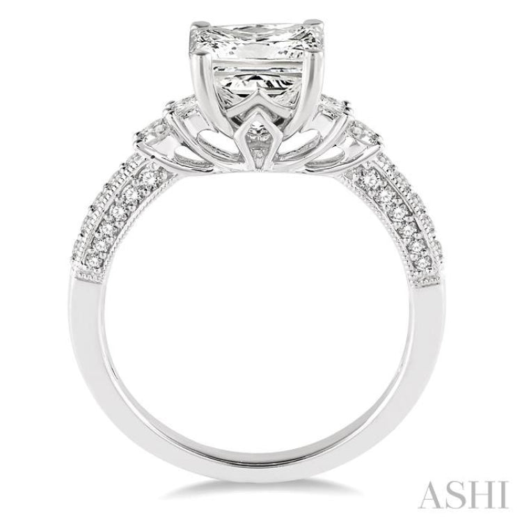 Princess Shape Semi-Mount Diamond Engagement Ring