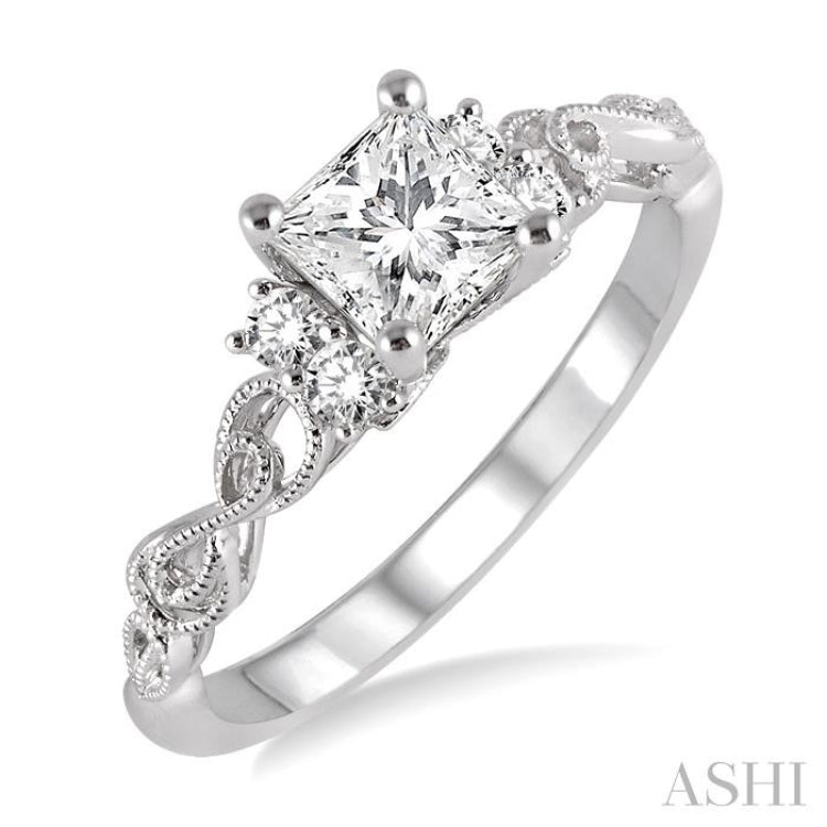 Princess Shape Semi-Mount Diamond Engagement Ring